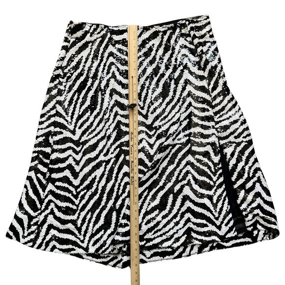 Novella Sequin Black White Zebra Animal Print A-Line Midi Skirt Plus size 22 - Picture 4 of 8